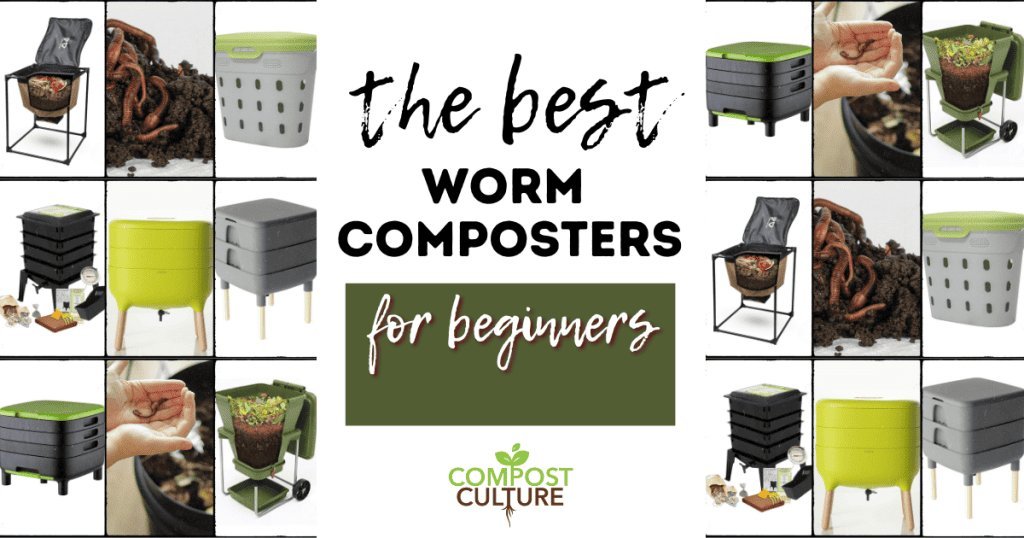 Tiered indoor worm composter bin on kitchen counter with vegetable scraps